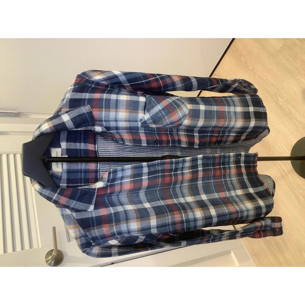Cloth and Stone Anthropologie Cotton Flannel Long Sleeve Shirt Blue Plaid S Fall